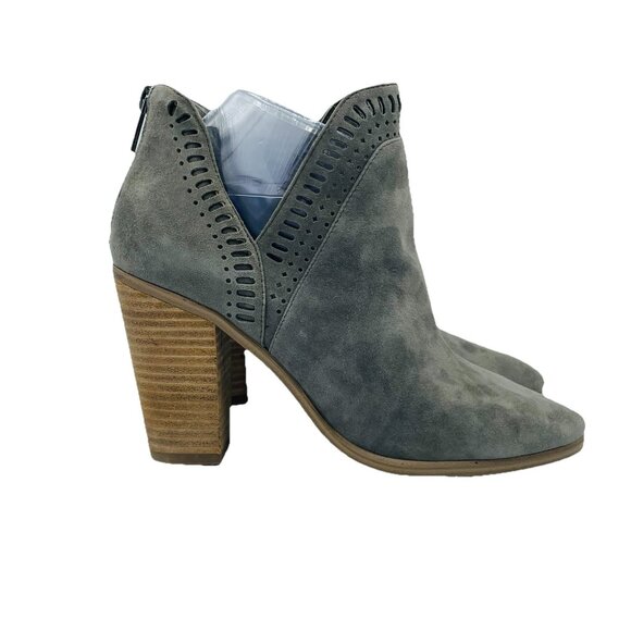 Vince Camuto Shoes - Vince Camuto Boots Womens Size 8 Gray Suede Leather Zip Ankle Heel Booties